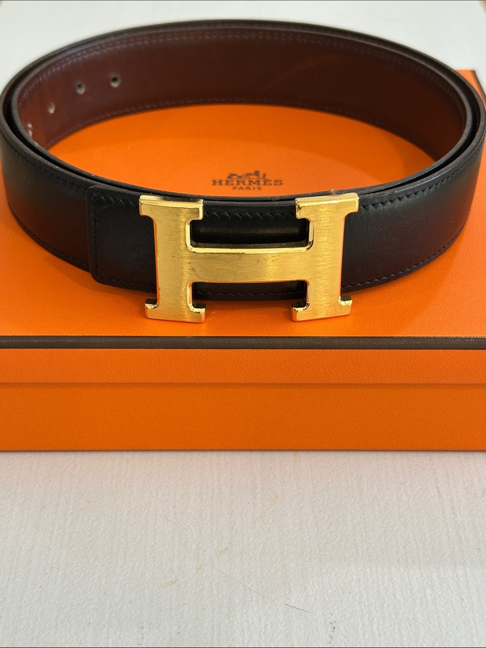 Hermes Reversible Belt with Gold Buckle